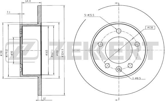 Zekkert BS-5632B - Brake Disc autospares.lv