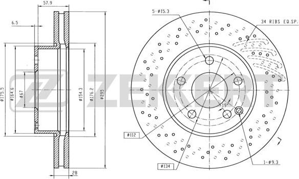 Zekkert BS-5625B - Brake Disc autospares.lv