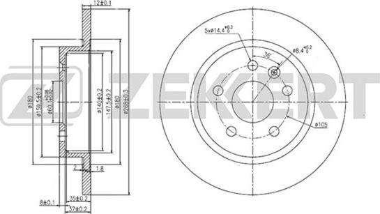 Zekkert BS-5052 - Brake Disc autospares.lv