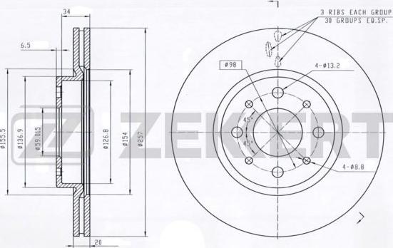 Zekkert BS-5008 - Brake Disc autospares.lv