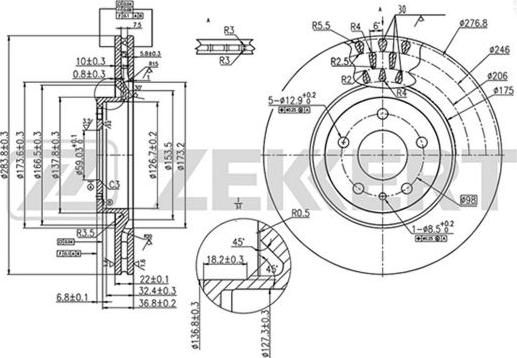 Zekkert BS-5014 - Brake Disc autospares.lv