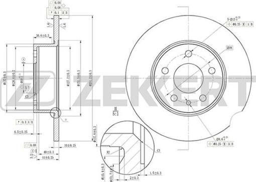 Zekkert BS-5012 - Brake Disc autospares.lv