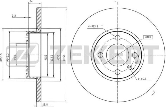 Zekkert BS-5089B - Brake Disc autospares.lv