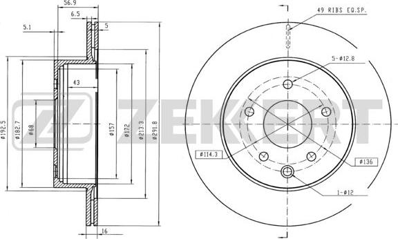 Zekkert BS-5036B - Brake Disc autospares.lv