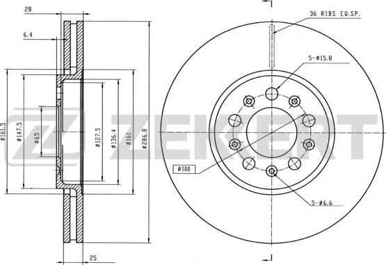 Zekkert BS-5030B - Brake Disc autospares.lv