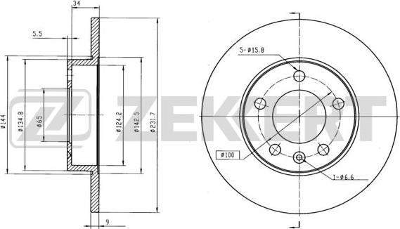 Zekkert BS-5032B - Brake Disc autospares.lv