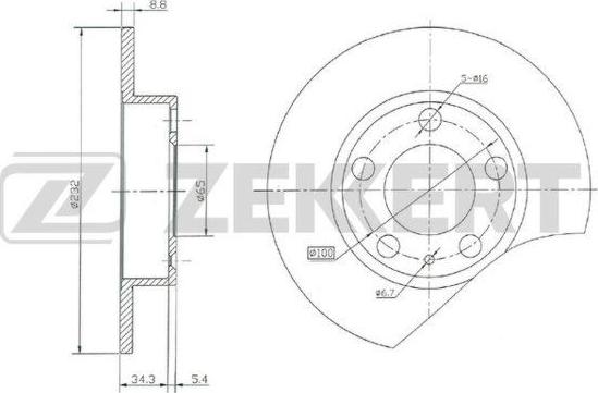 Zekkert BS-5032 - Brake Disc autospares.lv