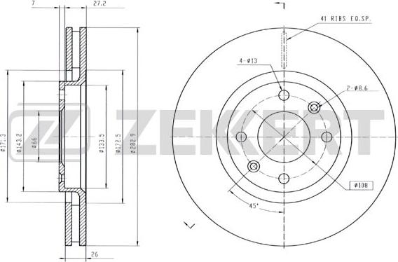 Zekkert BS-5024B - Brake Disc autospares.lv