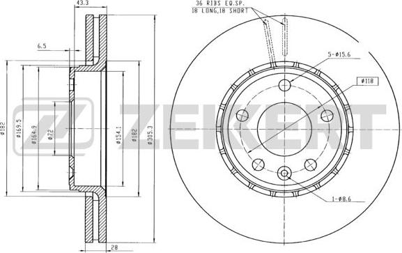 Zekkert BS-5141B - Brake Disc autospares.lv