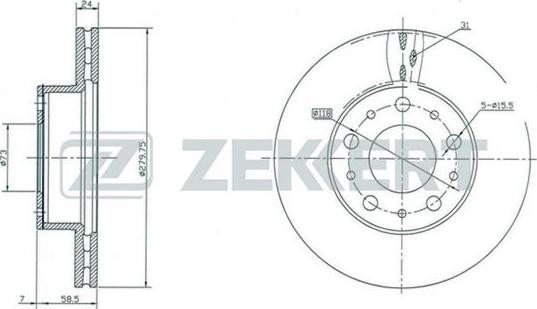 Zekkert BS-5152 - Brake Disc autospares.lv