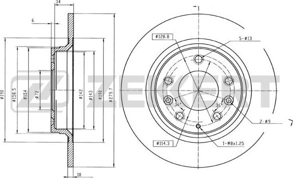 Zekkert BS-5161B - Brake Disc autospares.lv