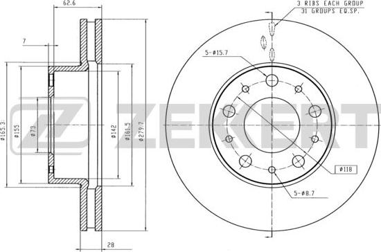 Zekkert BS-5108 - Brake Disc autospares.lv