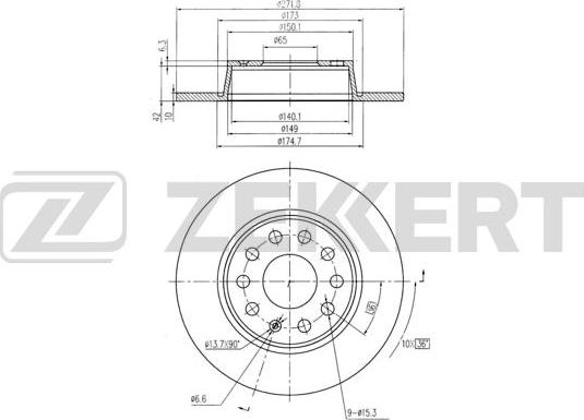 Zekkert BS-5116B - Brake Disc autospares.lv