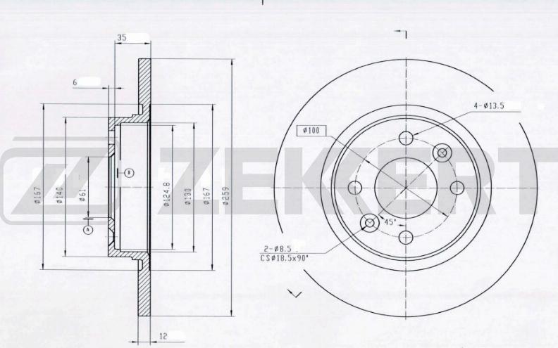 Zekkert BS-5179B - Brake Disc autospares.lv