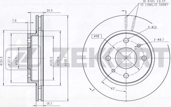 Zekkert BS-5840 - Brake Disc autospares.lv