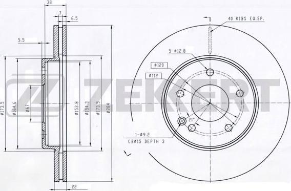 Zekkert BS-5848 - Brake Disc autospares.lv