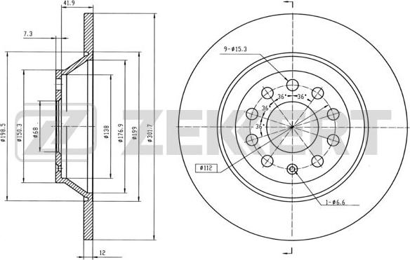 Zekkert BS-5864B - Brake Disc autospares.lv