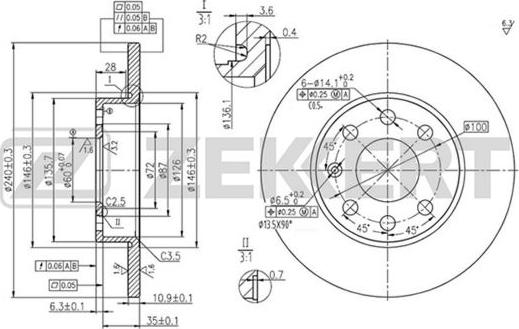 Zekkert BS-5355 - Brake Disc autospares.lv