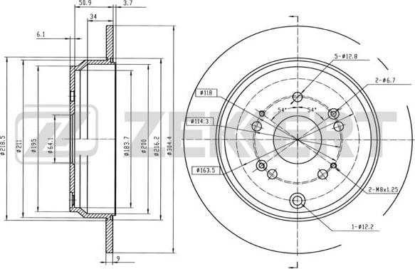 Zekkert BS-5386B - Brake Disc autospares.lv