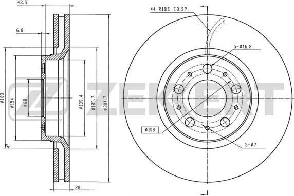 Zekkert BS-5299B - Brake Disc autospares.lv