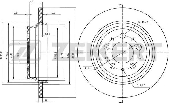 Zekkert BS-5298B - Brake Disc autospares.lv