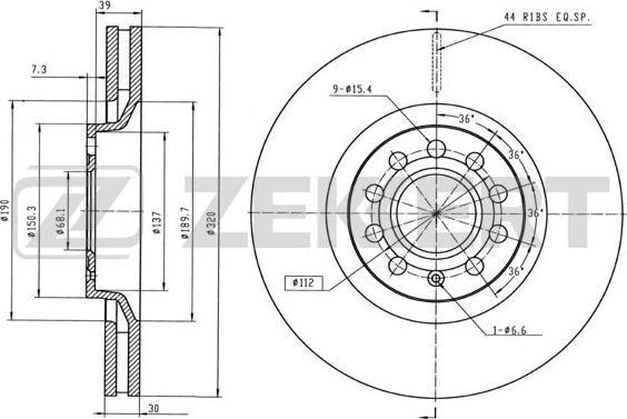 Zekkert BS-5245B - Brake Disc autospares.lv