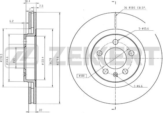 Zekkert BS-5251B - Brake Disc autospares.lv