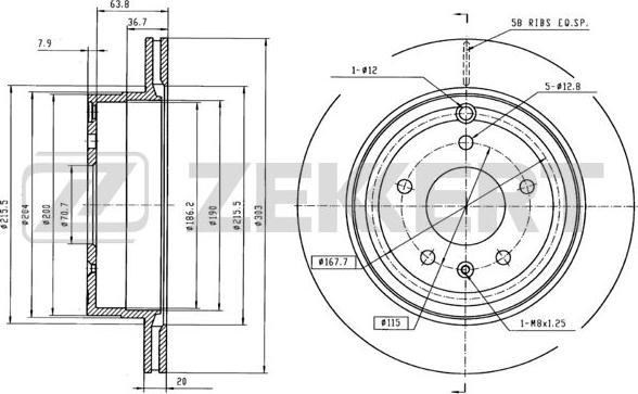 Zekkert BS-5269B - Brake Disc autospares.lv