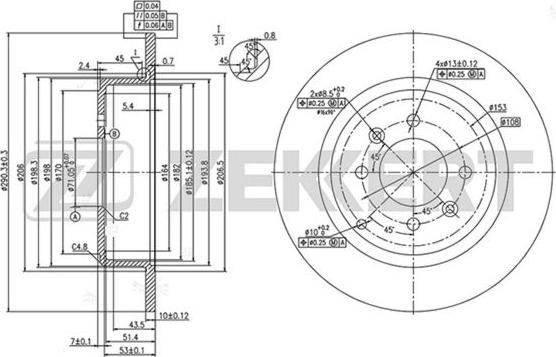 Zekkert BS-5230 - Brake Disc autospares.lv