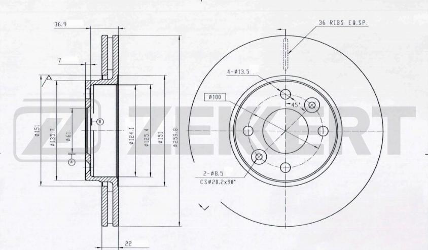 Zekkert BS-5231B - Brake Disc autospares.lv