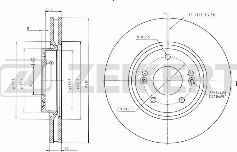 Zekkert BS-5274B - Brake Disc autospares.lv