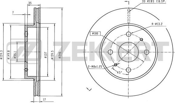 Zekkert BS-6592 - Brake Disc autospares.lv