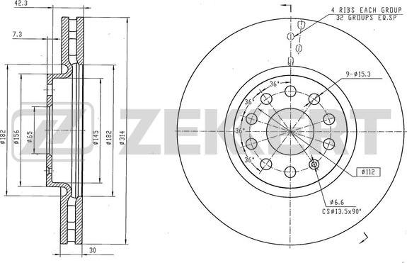 Zekkert BS-6555 - Brake Disc autospares.lv