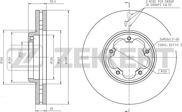 Zekkert BS-6553 - Brake Disc autospares.lv