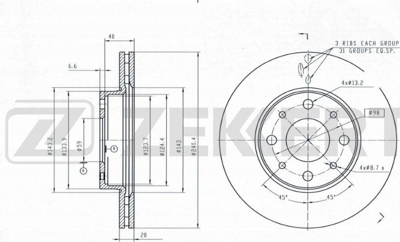 Zekkert BS-6629 - Brake Disc autospares.lv