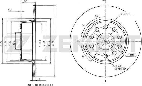 Zekkert BS-6623 - Brake Disc autospares.lv