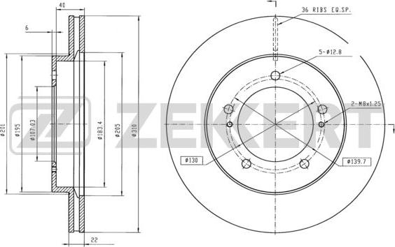 Zekkert BS-6058 - Brake Disc autospares.lv