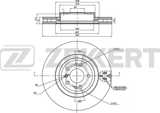 Zekkert BS-6008B - Brake Disc autospares.lv