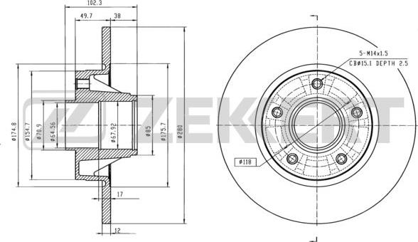 Zekkert BS-6072 - Brake Disc autospares.lv