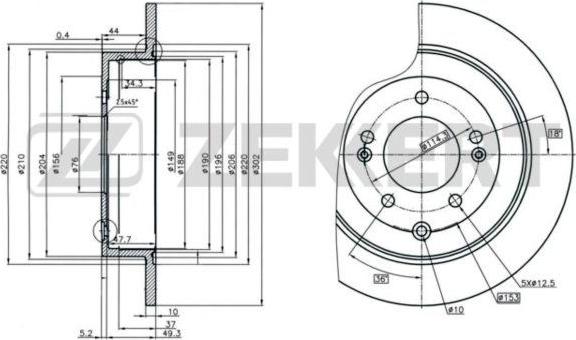 Zekkert BS-6190 - Brake Disc autospares.lv