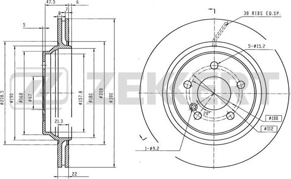 Zekkert BS-6126B - Brake Disc autospares.lv