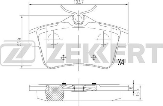 Zekkert BS-1944 - Brake Pad Set, disc brake autospares.lv