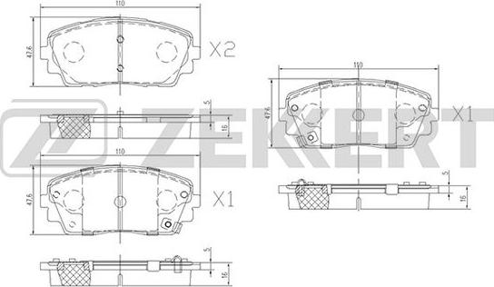 Zekkert BS-1956 - Brake Pad Set, disc brake autospares.lv