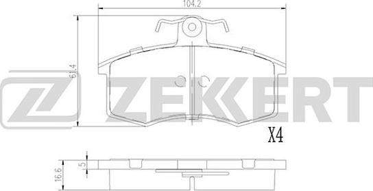 Zekkert BS-1927 - Brake Pad Set, disc brake autospares.lv