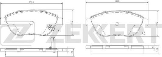 Zekkert BS-1688 - Brake Pad Set, disc brake autospares.lv