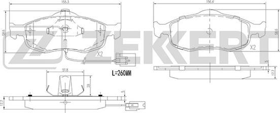 Zekkert BS-1620 - Brake Pad Set, disc brake autospares.lv