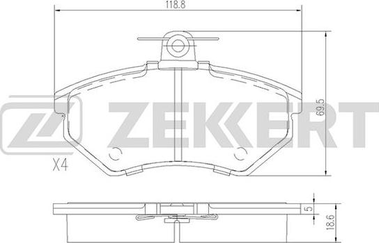 Zekkert BS-1098 - Brake Pad Set, disc brake autospares.lv