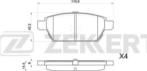 Zekkert BS-1044 - Brake Pad Set, disc brake autospares.lv