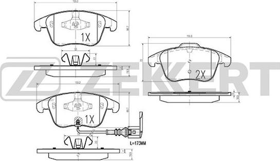 Zekkert BS-1009 - Brake Pad Set, disc brake autospares.lv