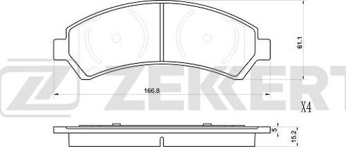 Zekkert BS-1006 - Brake Pad Set, disc brake autospares.lv